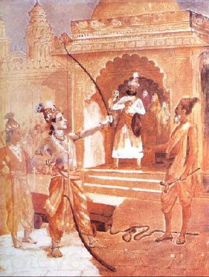 Raja Ravi Varma Sri Rama breaking the bow